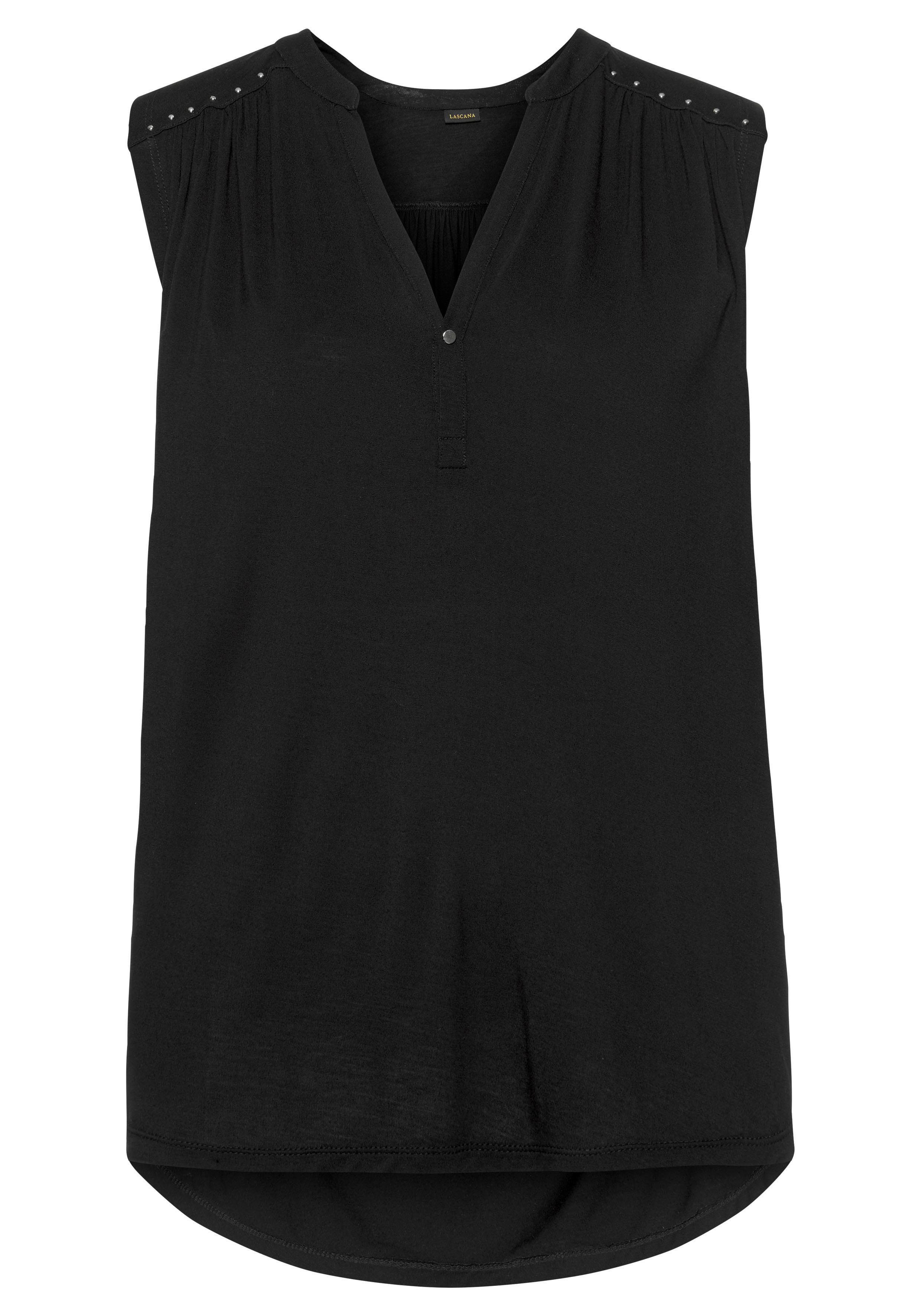 LASCANA Tanktop mit silberfarbenen Nietendetails