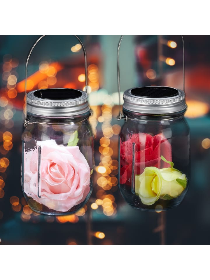 relaxdays 2x Solarlampe Glas in Transparent günstig kaufen onesize