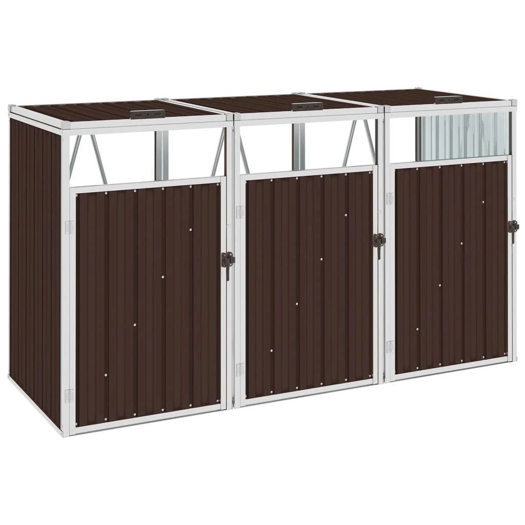 DOTMALL Mülltonnenbox Gartenbox für 3 Tonnen aus verzinktem Stahl 213×81×121 cm