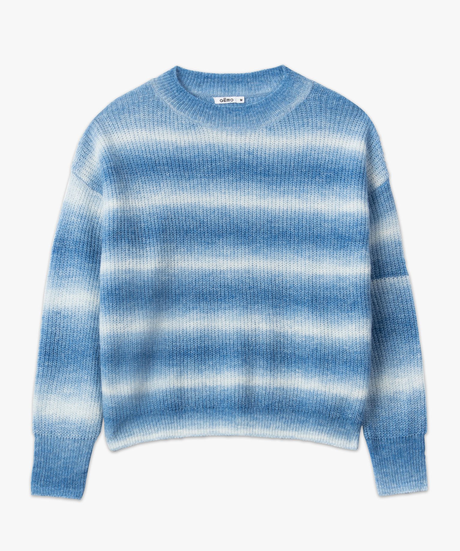 Pull femme court en maille fine effet tie and dye bleu | GEMO