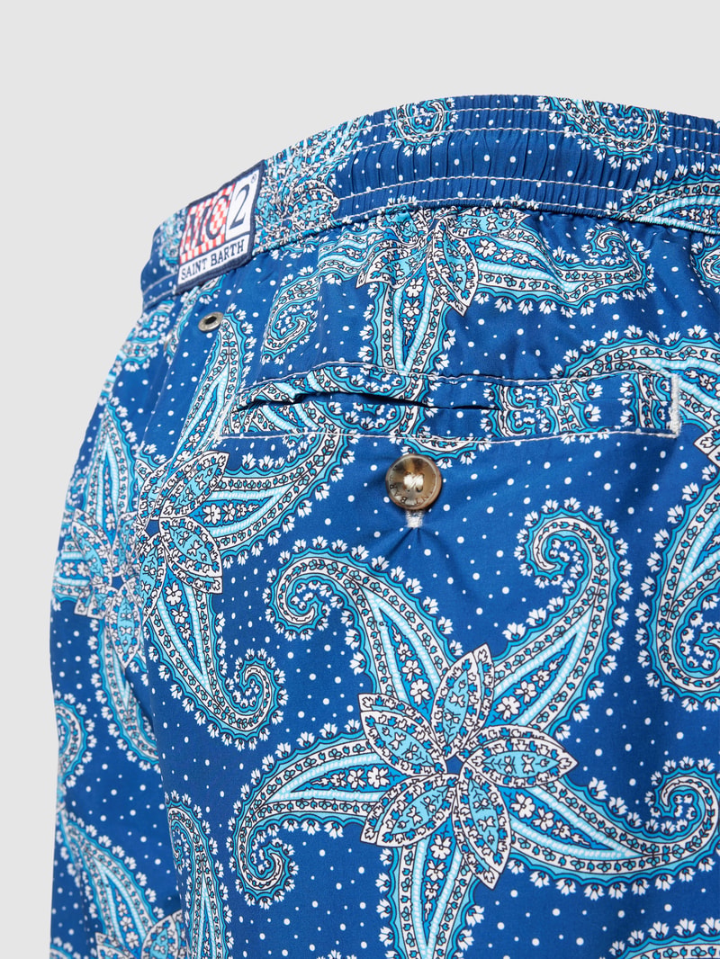 Badehose mit Allover-Muster Modell 'LIGHTING' in dunkelblau