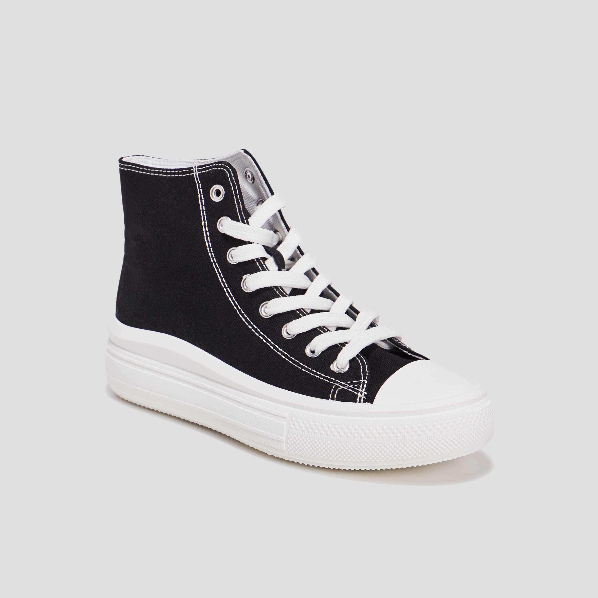 Baskets montantes en toile Creeks noir femme | La Halle