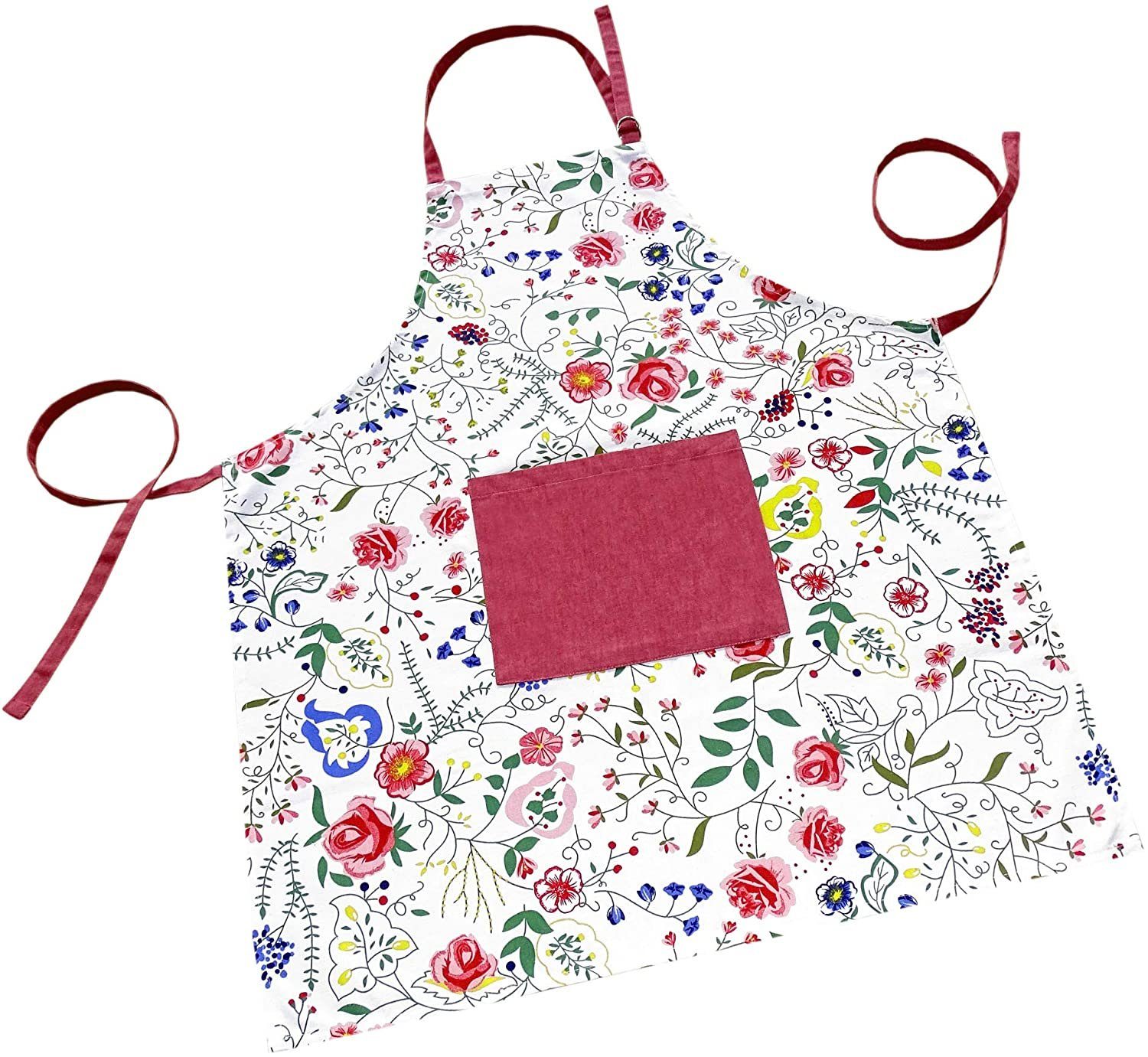 Lashuma Kochschürze Blumenranke, Damenschürze 80x65 cm, Bedruckte Grillschürze
