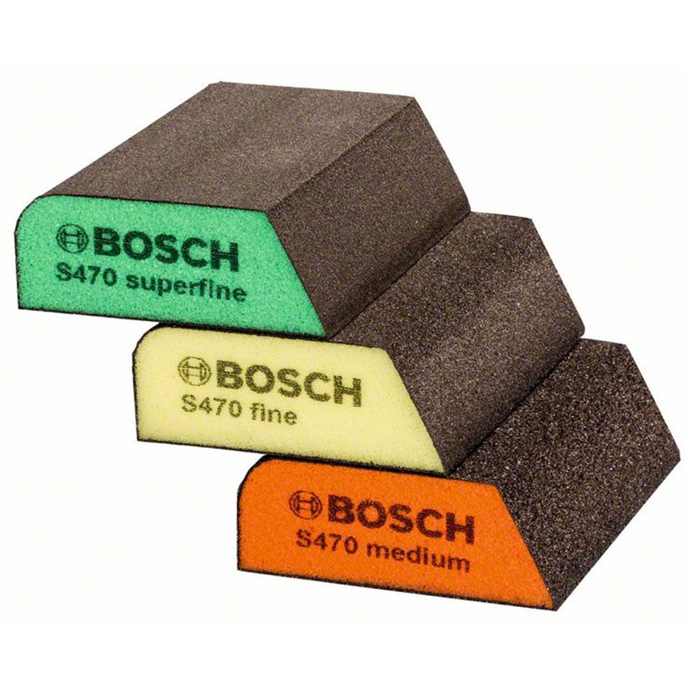 Conjunto de blocos de lixa angulares de espuma BOSCH - S470 BEST para PERFIS - 3 peças