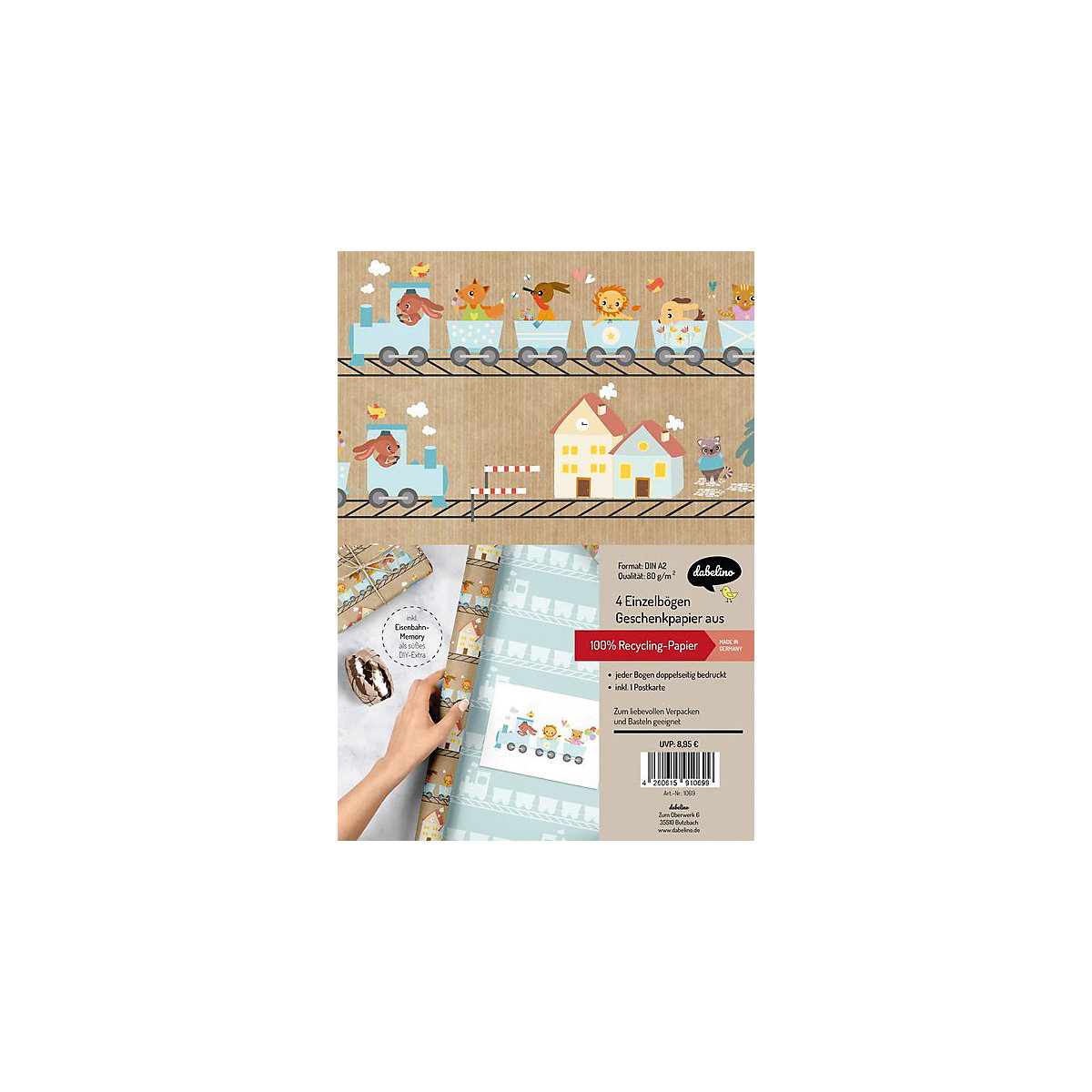 Geschenkpapier-Set: Eisenbahn