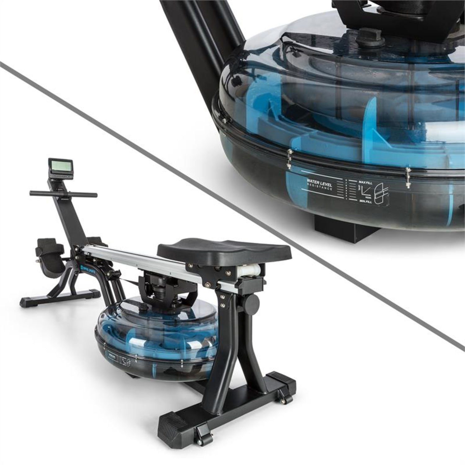 Capital Sports Rudermaschine Flow M1 Wasserrudergerät platzsparend Trainingscomputer bis 150 kg
