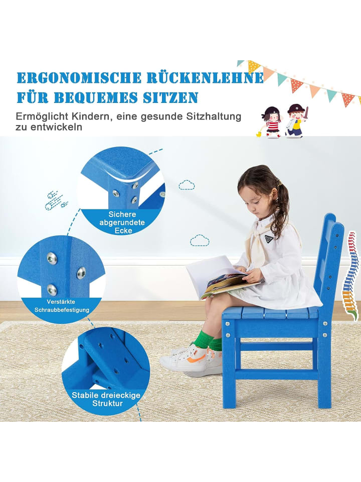 COSTWAY 2er Set Stühlen in Blau günstig kaufen 64 cm