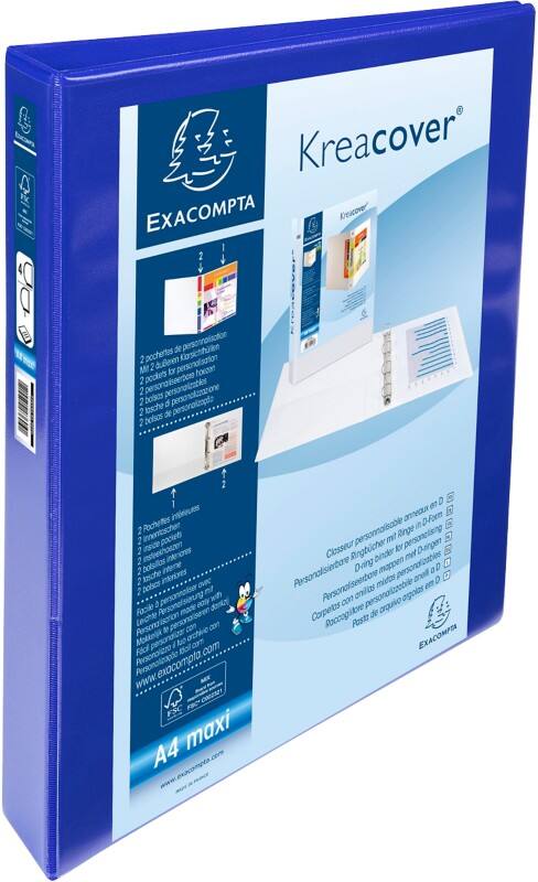 Exacompta Ringbuch Polypropylen DIN A4  4 Ringe 30 mm Blau 10 Stück