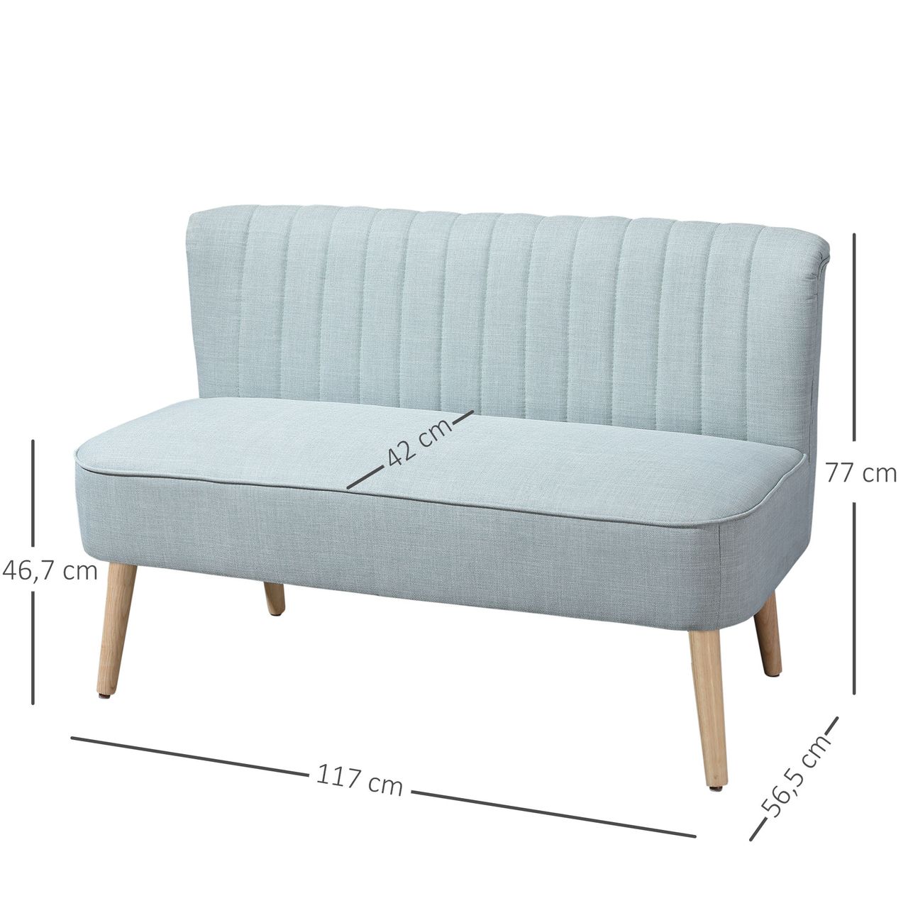 HOMCOM 2-Sitzer Stoffsofa Polstersofa Sitzmöbel Loungesofa Hellgrün 117 x 56,5 x 77 cm