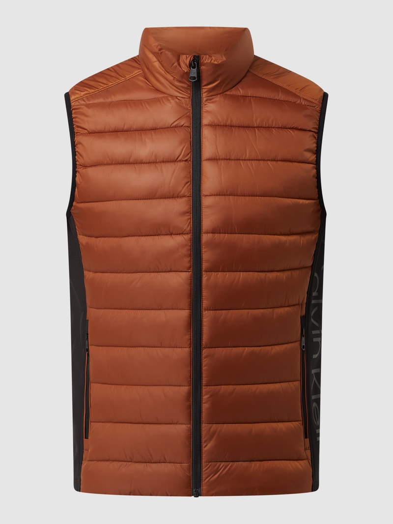Light-Steppweste mit Stehkragen in dunkel orange