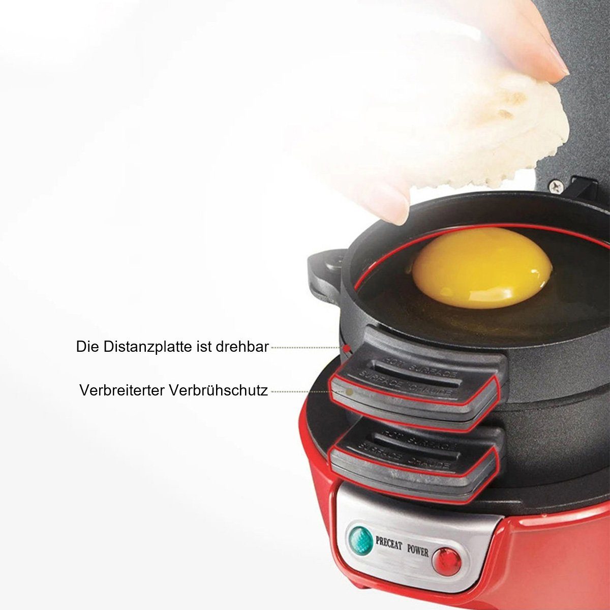 Yoyaxi 3-in-1-Sandwichmaker Hamburgermaschine - Sandwichmaschine, 3-in-1 Frühstücksmaschine, Omelette-Toaster