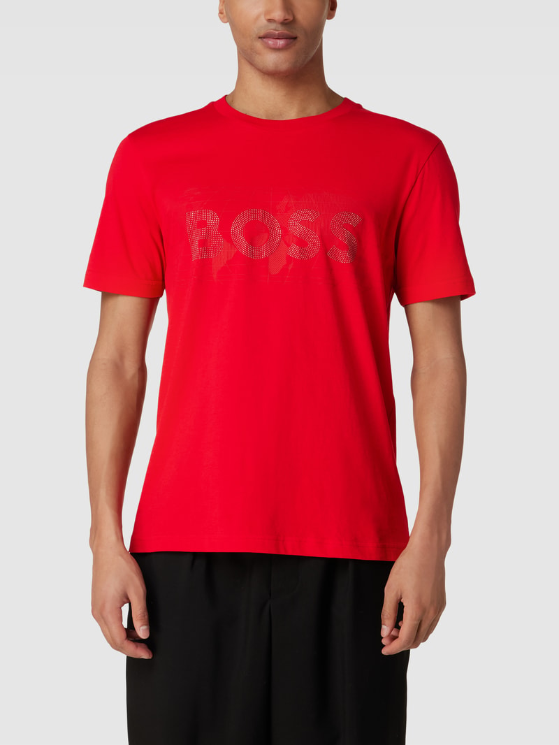 T-Shirt mit Zierperlenbesatz Modell 'Diamond' in kirschrot