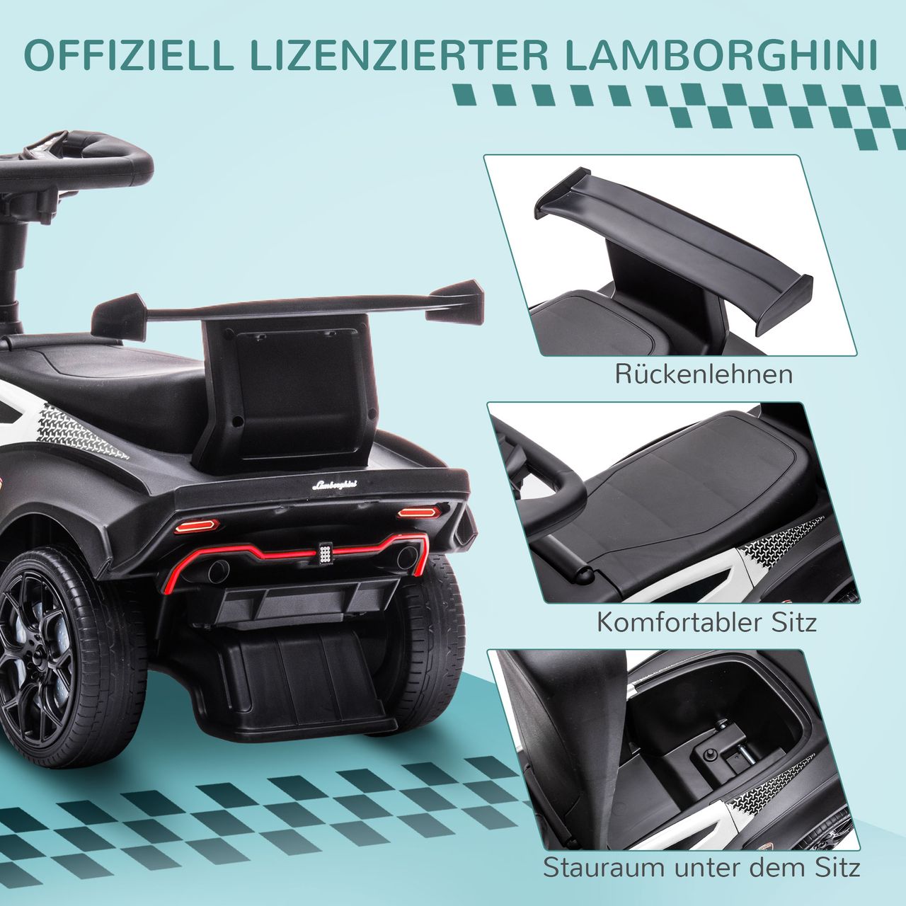 AIYAPLAY Rutschauto, Rutschfahrzeug mit Stauraum, Kinderfahrzeug, Weiß