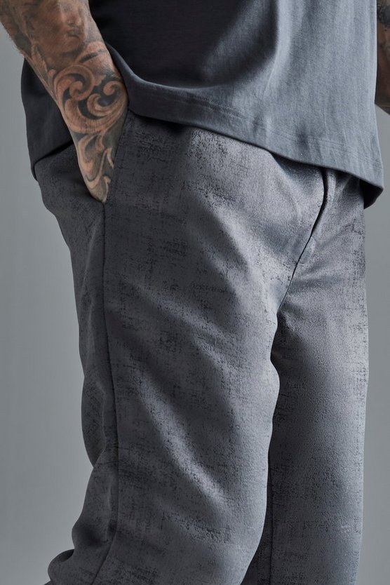 Strukturierte Slim-Fit Hose mit elastischem Bund