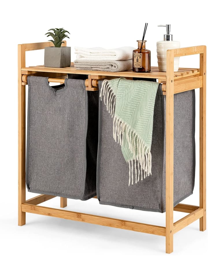 COSTWAY Wäschekorb mit 2 Fächer in Beige günstig kaufen onesize