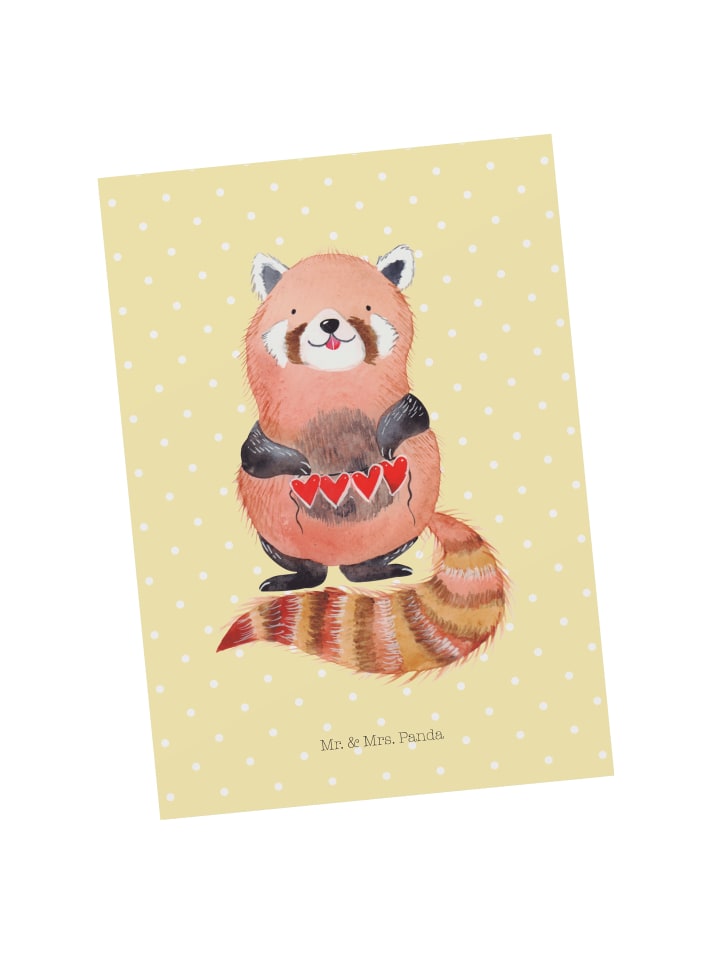 Mr. & Mrs. Panda Postkarte Roter Panda ohne Spruch in Gelb Pastell günstig kaufen onesize