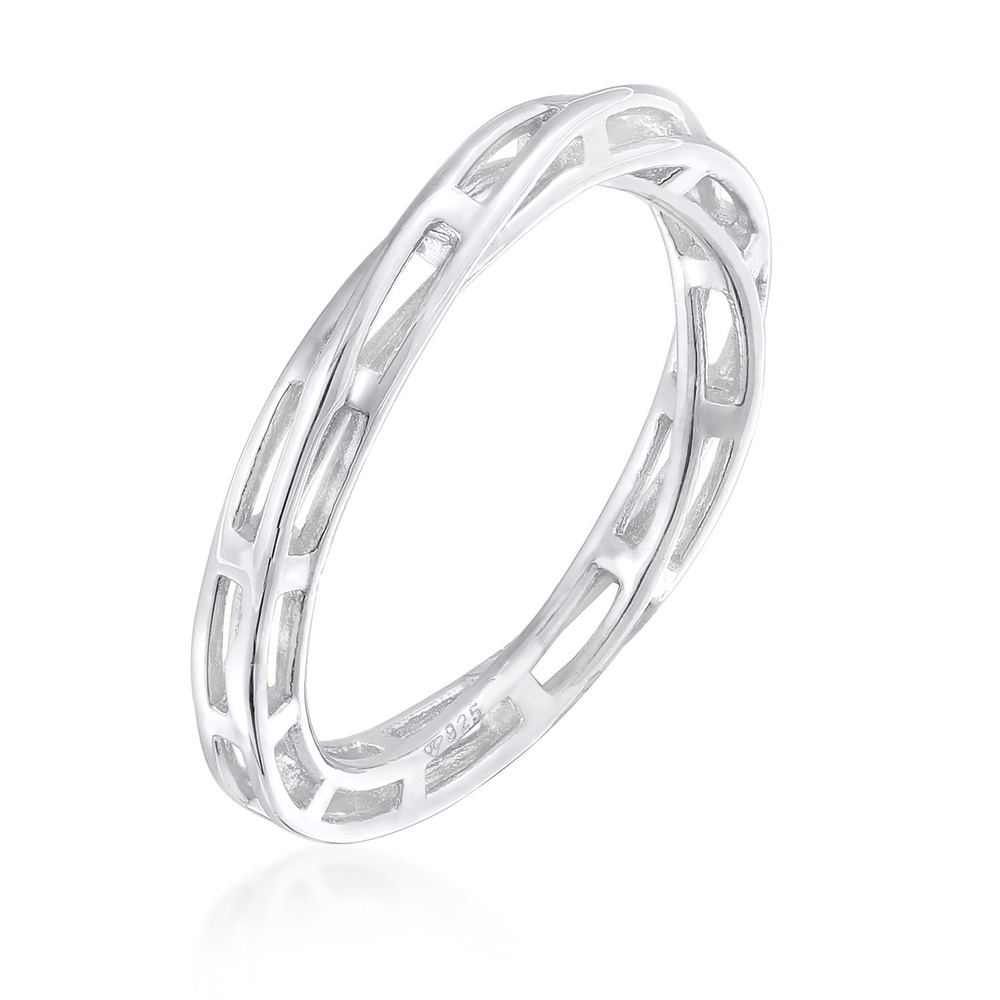 Elli PREMIUM Elli PREMIUM Bague Femmes Bande Chaînes Torsadé Tendance en Argent Sterling 925 Bague