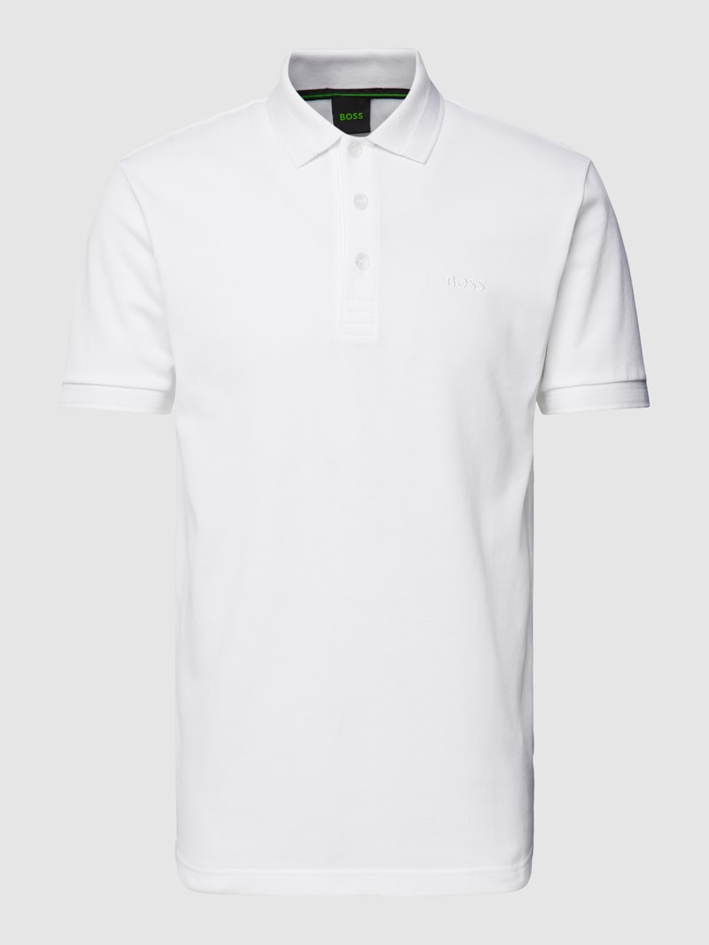 Regular Fit Poloshirt mit Label-Stitching Modell 'PADDY' in weiß