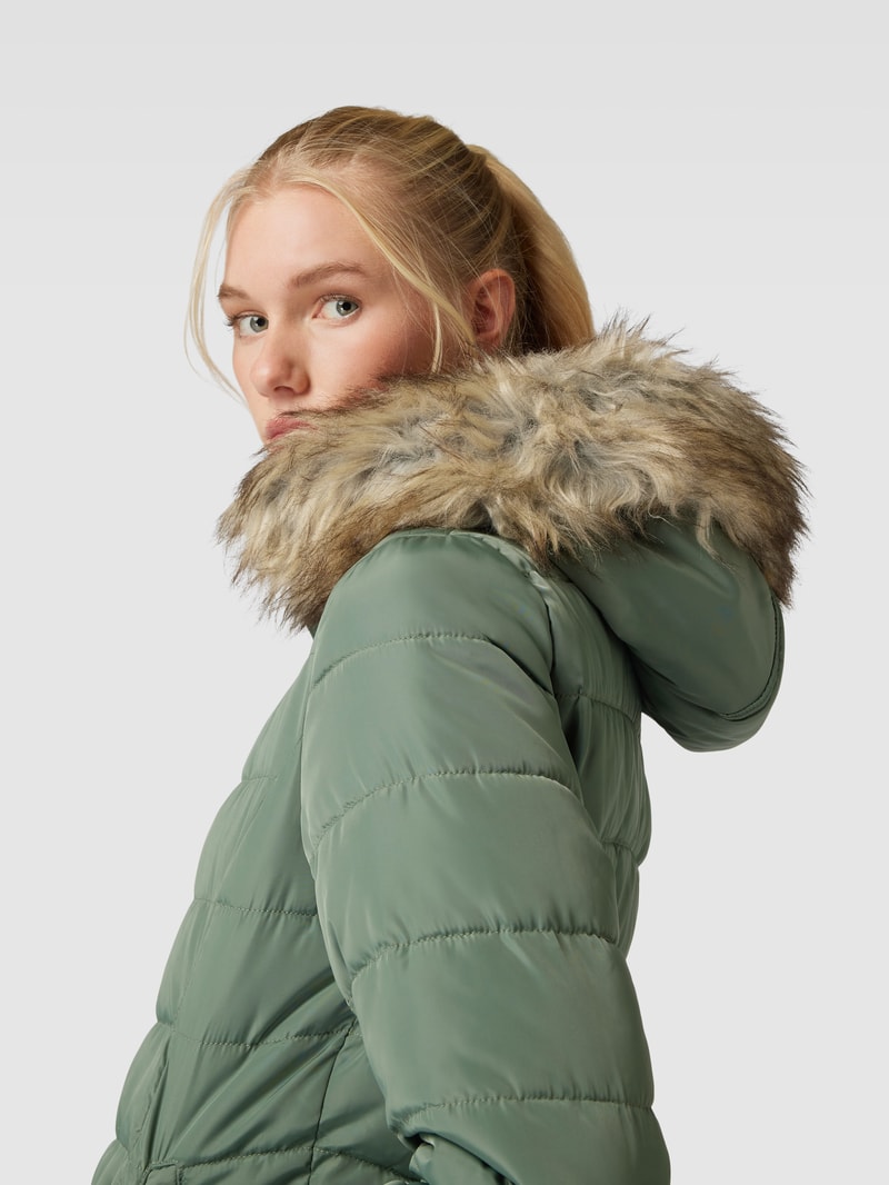 Steppjacke mit Kunstfellbesatz Modell 'ELLAN' in schilf