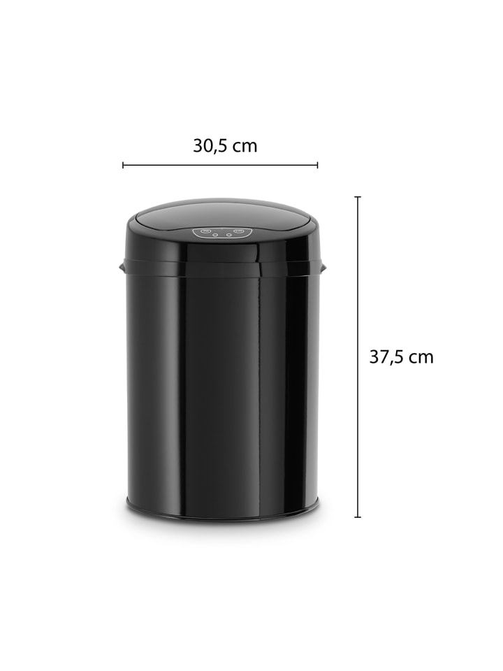 Echtwerk Edelstahl Badabfalleimer mit Sensor 9 l in Schwarz günstig kaufen onesize