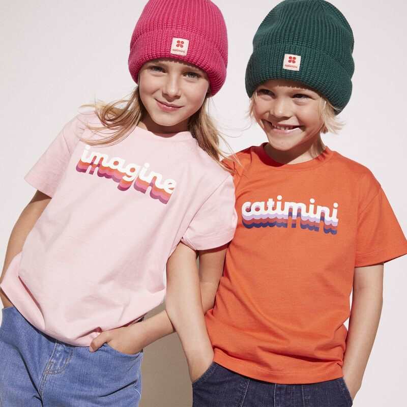 T-shirt enfant message rose en coton recyclé mixte Catimini
