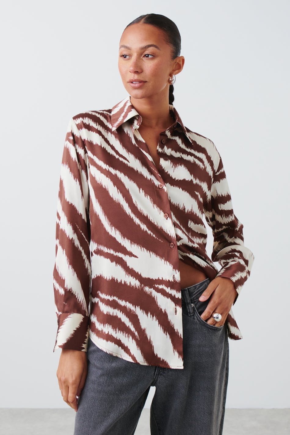 Oversized satin shirt