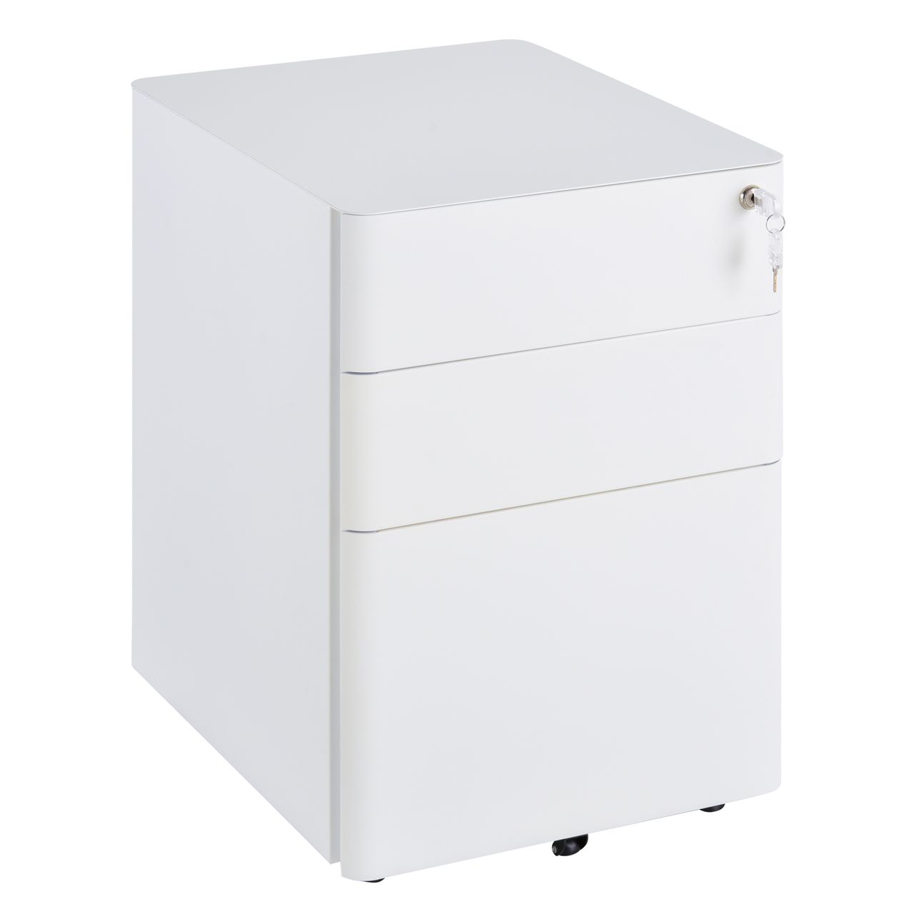 Vinsetto Rollcontainer, mobiler Aktenschrank mit 3 Schubladen, Büroschrank, Aufbewahrung, Stahl, Weiß, 39 x 48 x 59 cm
