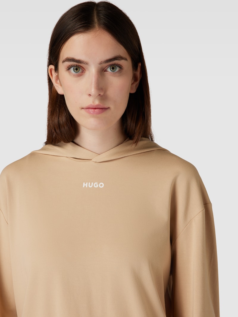 Hoodie mit Logo-Print Modell 'SHUFFLE' in beige