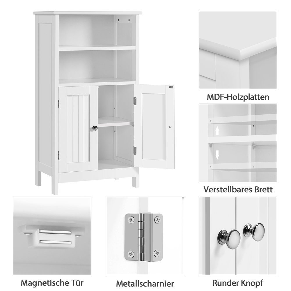 Yaheetech Badkommode Badschrank Küchenschrank, Sideboard Weiß 93*50*30cm
