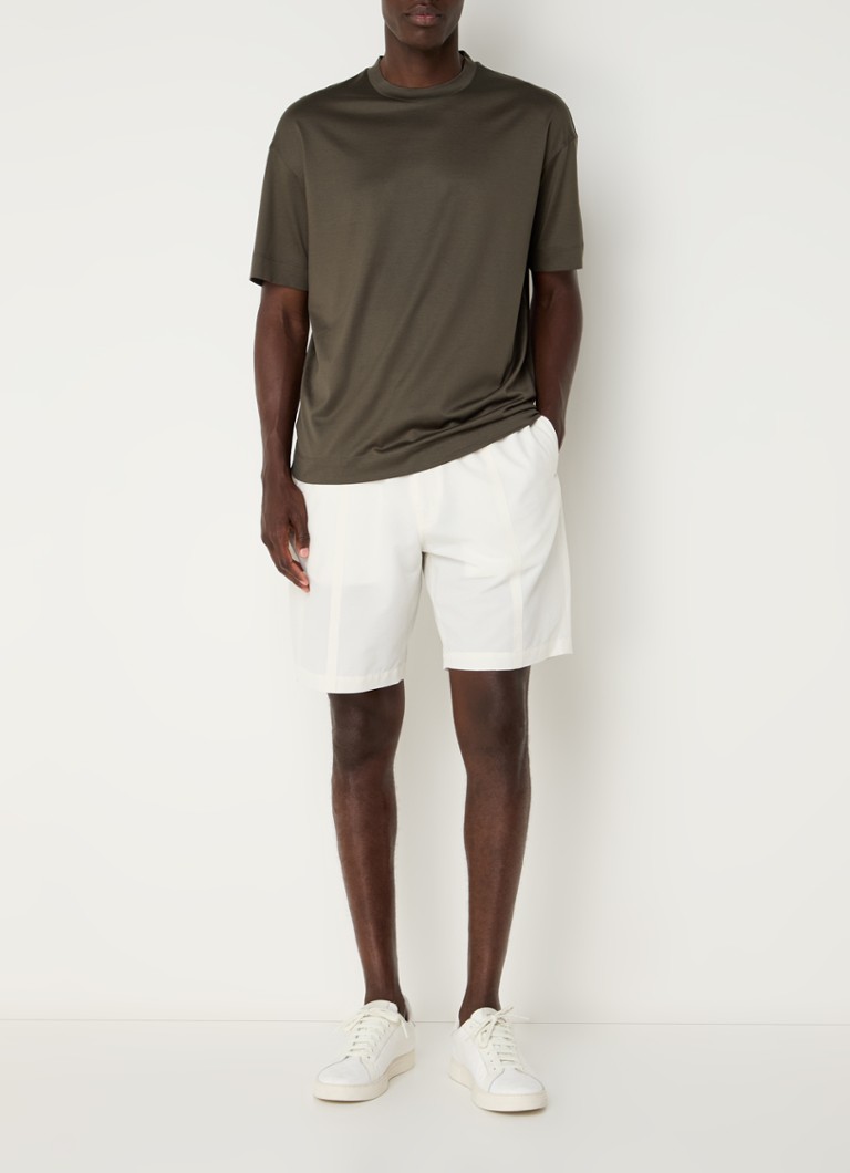 Pantaloni scurți Emporio Armani cu croi drept, buzunare laterale și material texturat