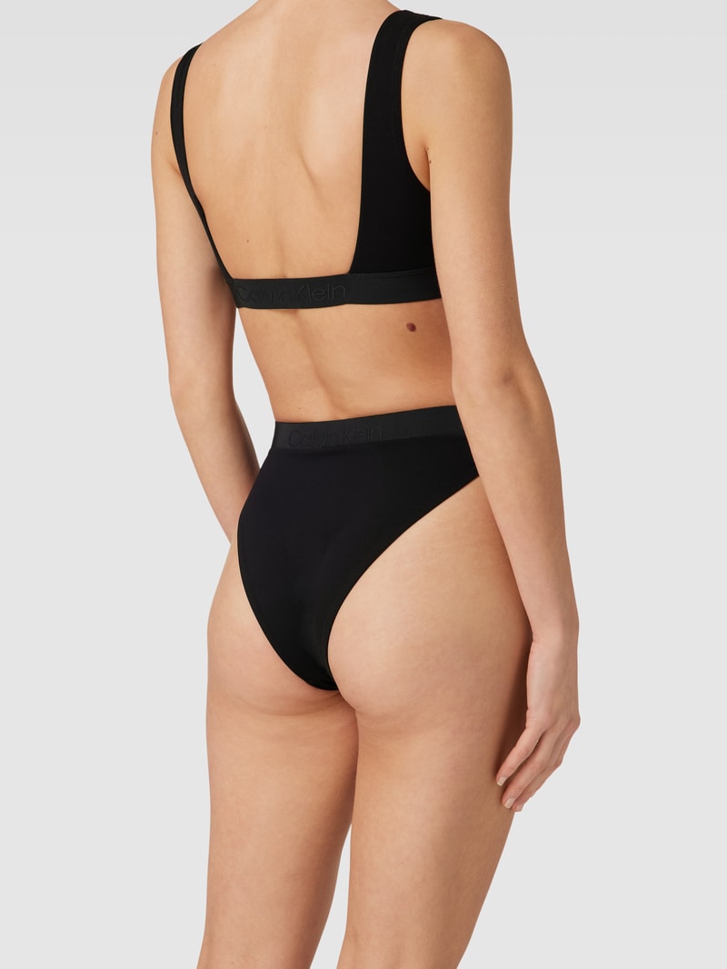 Bikini-Hose mit Logo-Bund in schwarz