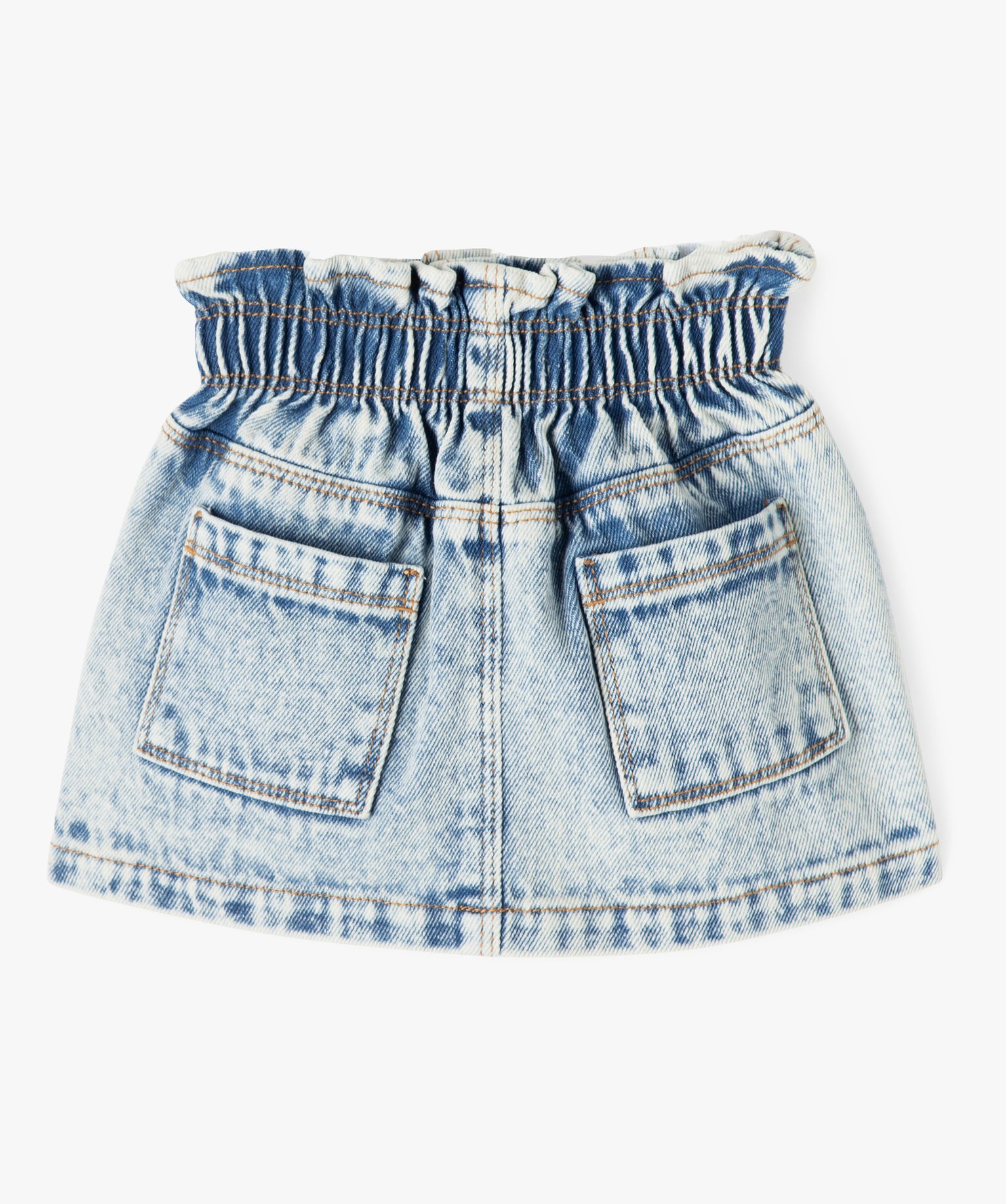Jupe en jean délavé avec ceinture froncée bébé fille denim | GEMO