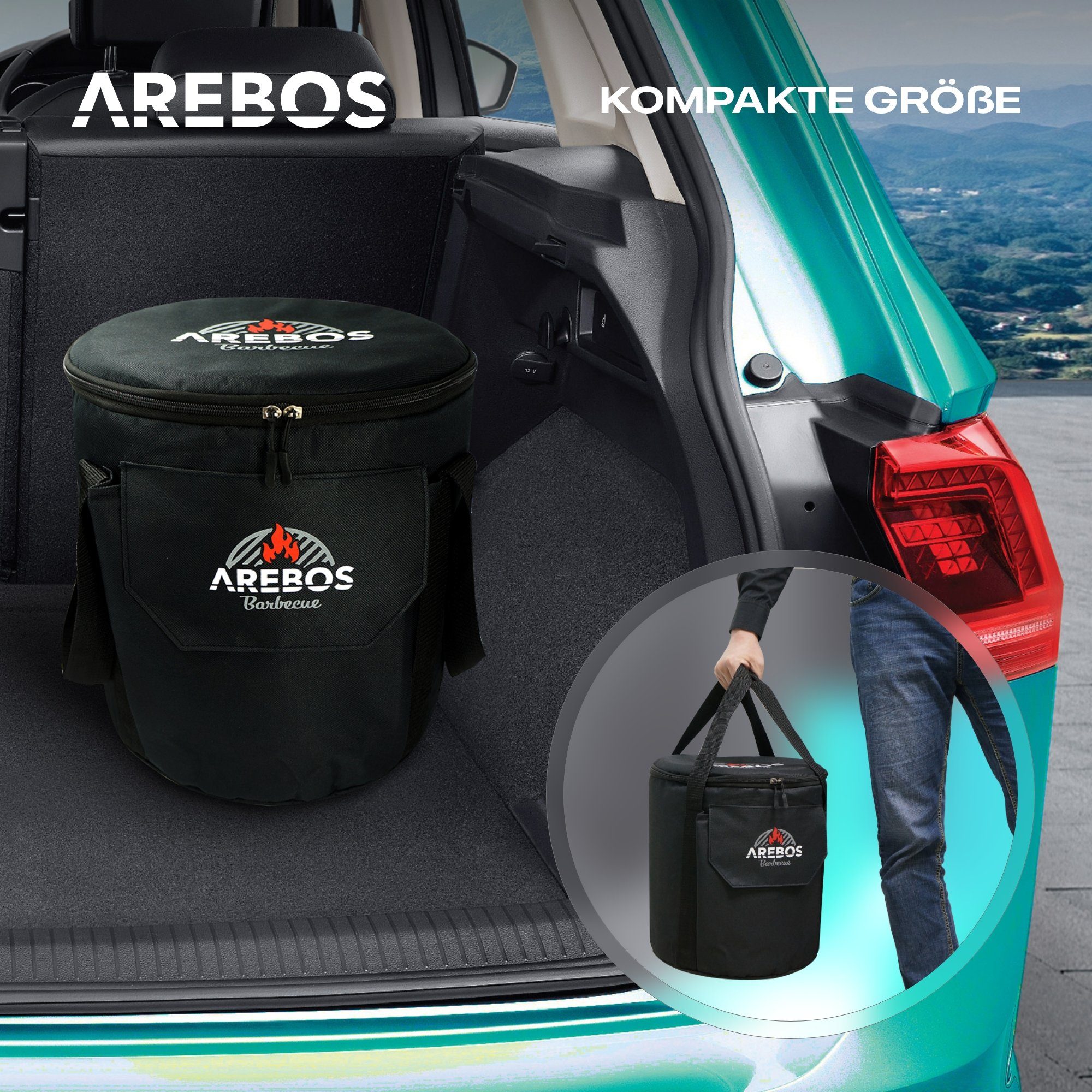Arebos Feuerstelle Raketenofen inkl. Grillpfanne Dutch Oven BBQ, (Stück, Set)