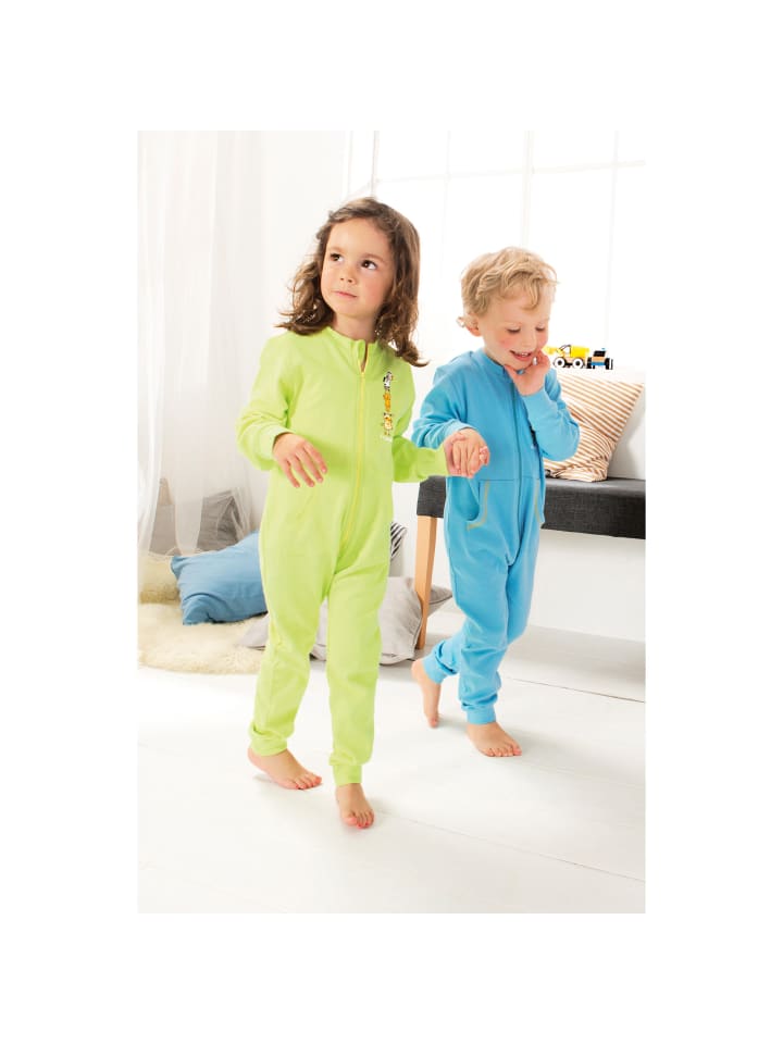 Erwin Müller Interlock-Jersey Kinder-Schlafoverall 2er-Pack in grün/türkis günstig kaufen