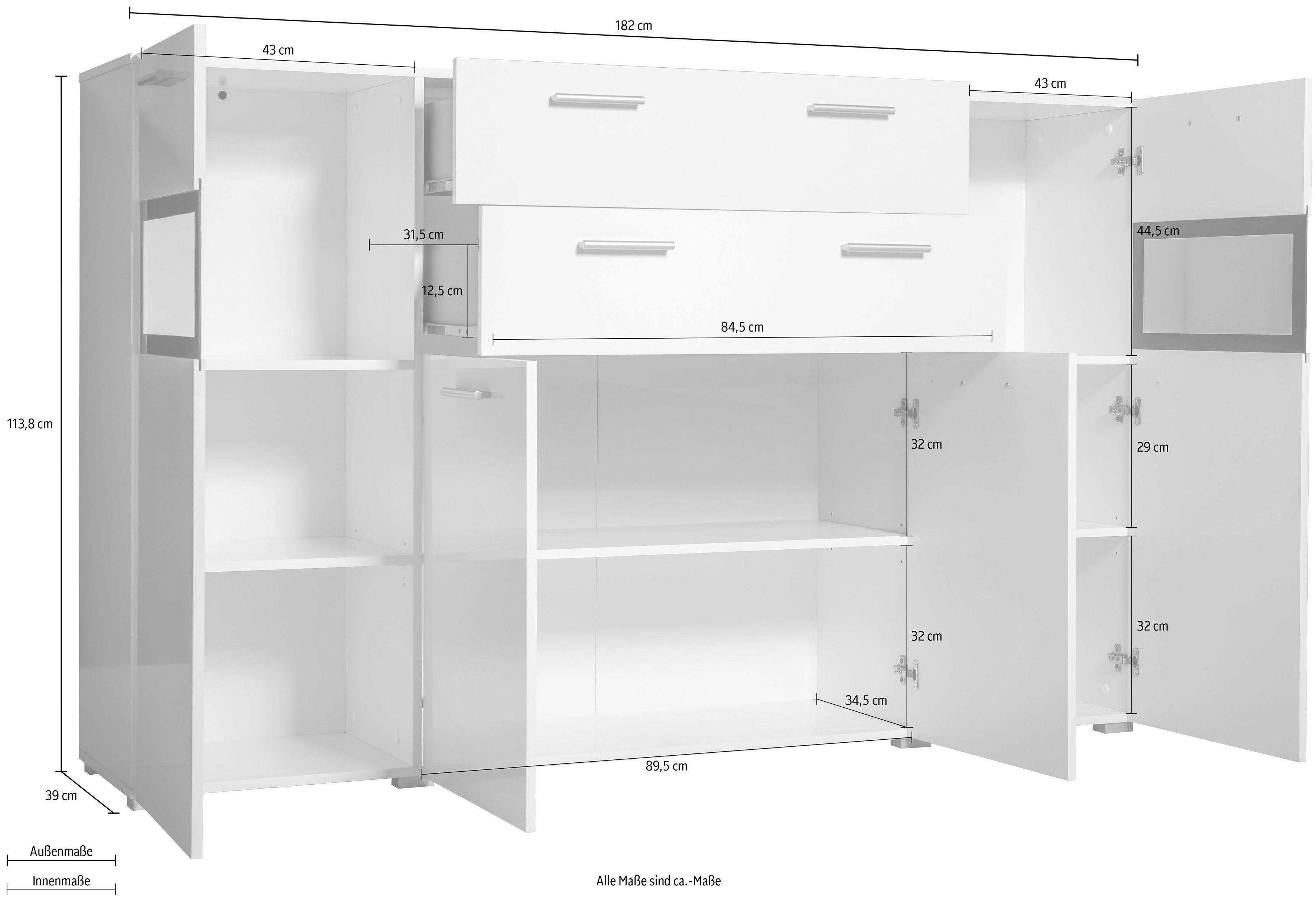 Helvetia Highboard Sarah, Breite 182 cm