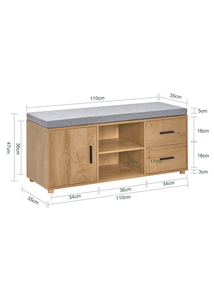 SoBuy Schuhbank in Natur - (B)110 x (H)47 x (T)35cm günstig kaufen onesize