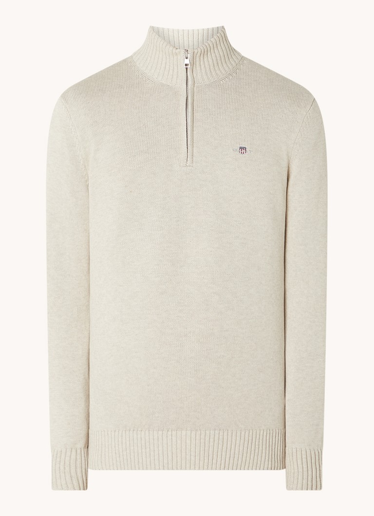 Pullover Gant in maglia fine con mezza zip e logo