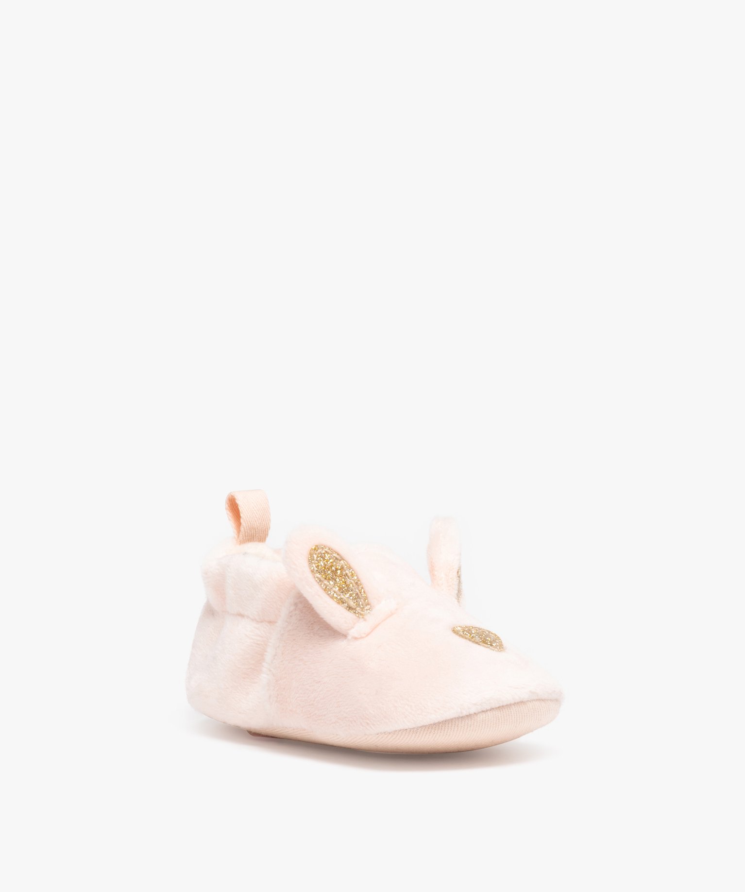 Chaussons de naissance bébé fille lapin en velours rose | GEMO