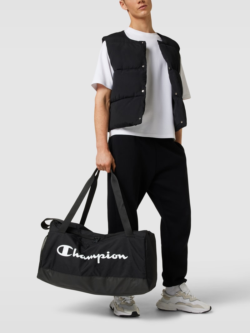Weekender mit Label-Print Modell 'Duffle' in schwarz