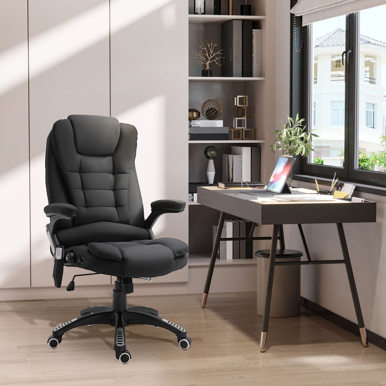 Vinsetto Massagesessel Chefsessel mit Massagefunktion höhenverstellbarer Drehstuhl ergonomischer Gamingstuhl Bürostuhl massage Schwarz 68 x 72 x 110–120 cm