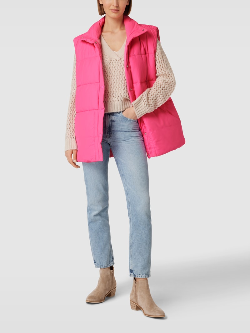 Steppweste mit Druckknopfleiste in neon pink