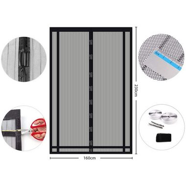 Sekey Insektenschutz-Tür Magnet Fliegengitter Tür Zuschneidbar, Türvorhang ohne Bohren, 230x160cm für Balkontür, Kellertür, Terrassentür durch