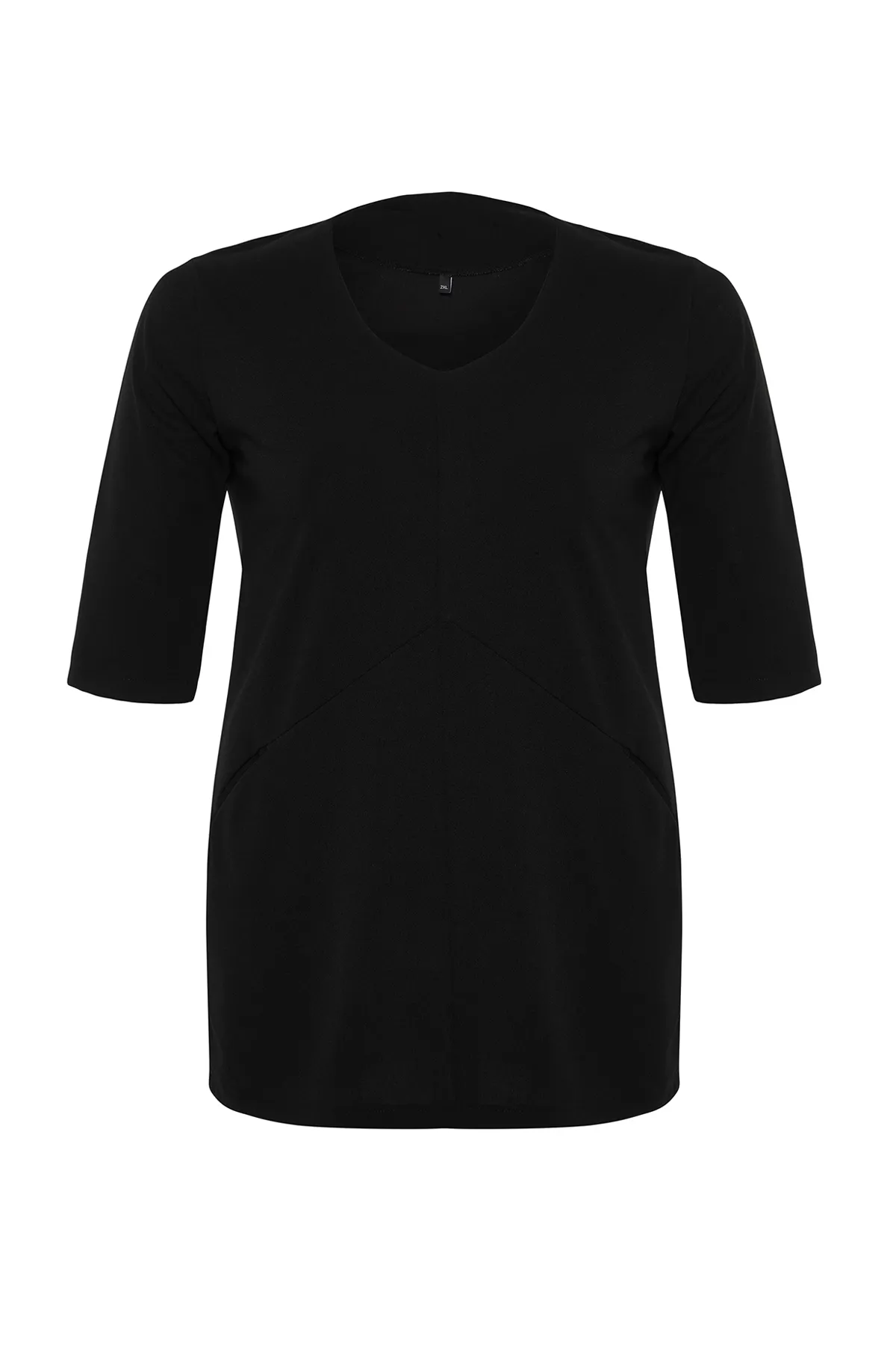 Trendyol Curve  Schwarze Strickbluse mit Dreiviertelärmeln TBBSS24BF00060