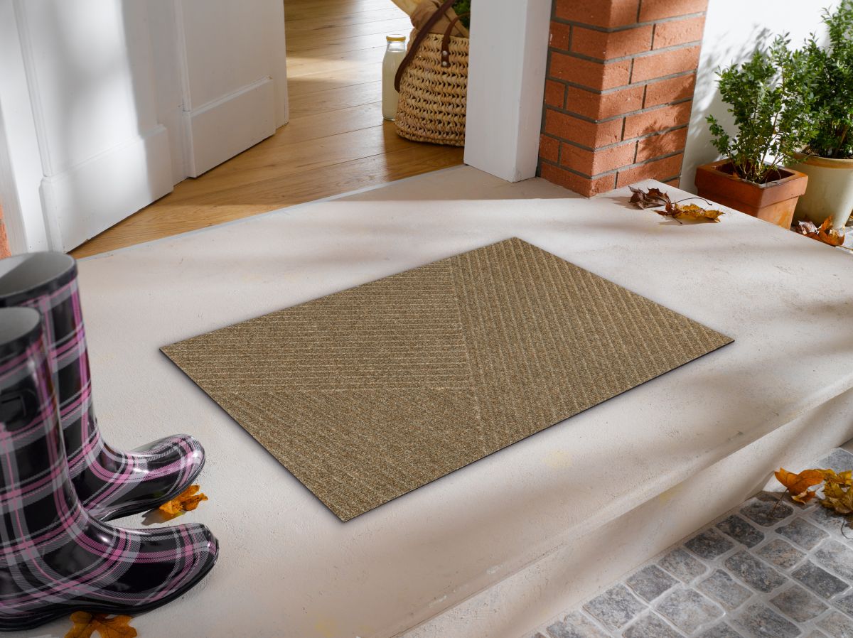 Fußmatte Dune Stripes Braungrau 45 x 75 cm