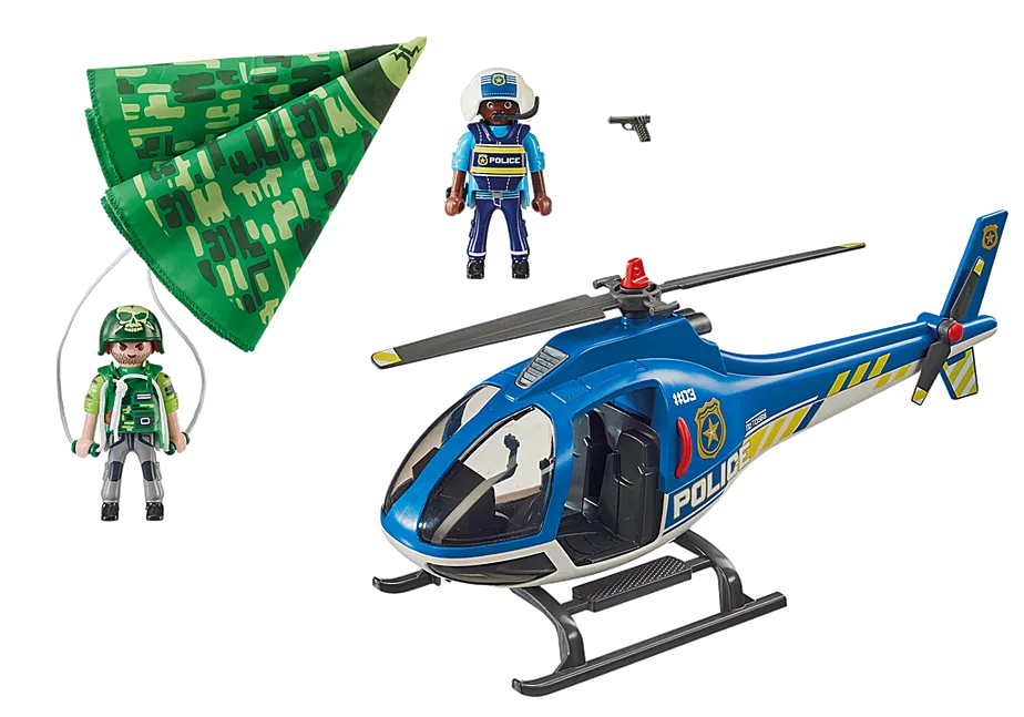 Polizei-Hubschrauber: Fallschirm-Verfolgung
