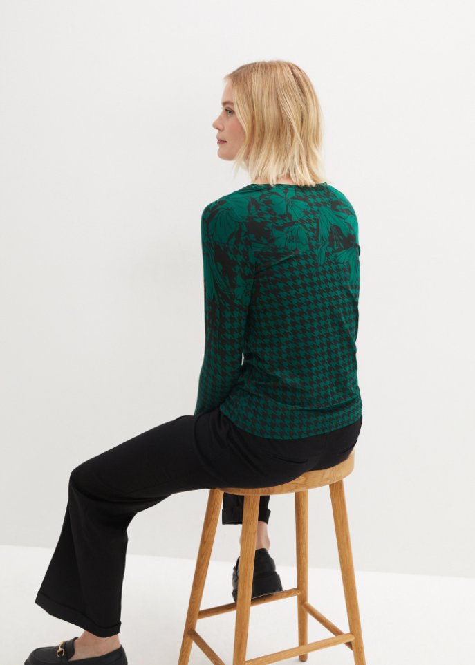 Langarmshirt im Hahnentritt-Design