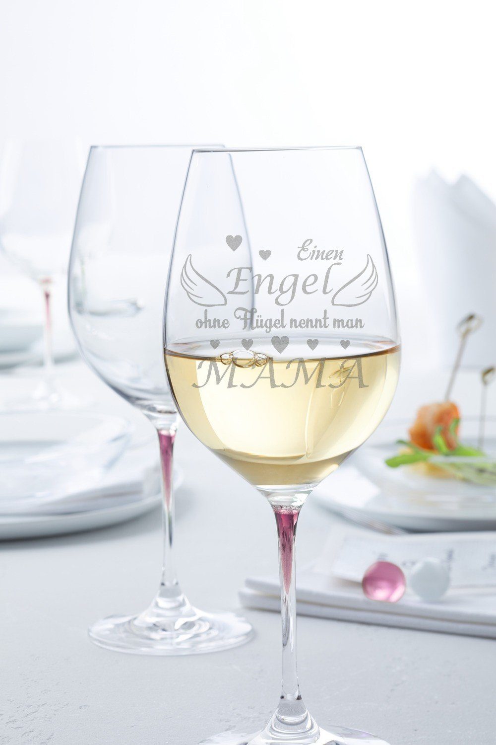 GRAVURZEILE Rotweinglas Leonardo Weißweinglas mit Gravur - Engel ohne Flügel nennt man Mama, Glas, graviertes Geschenk für Mama zum Muttertag