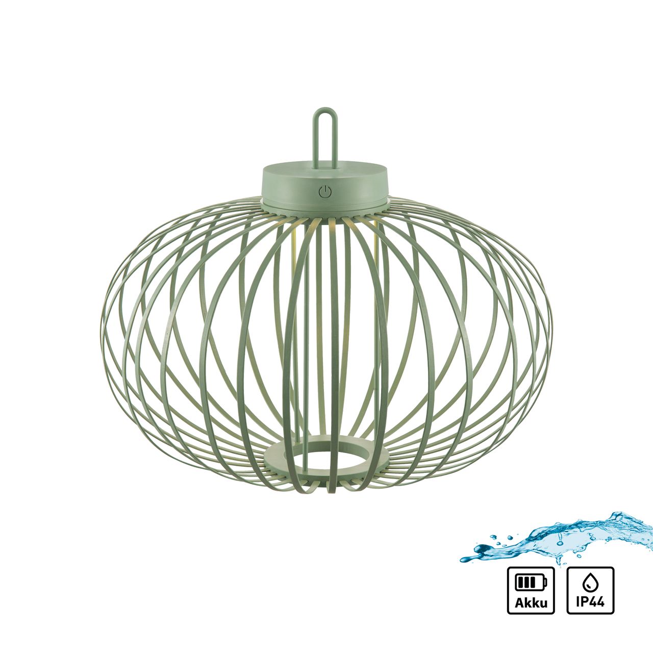 JUST LIGHT Akku Pendelleuchte AKUBA, 1x LED-Board/1,50Watt/2700Kelvin, IP44, Grün