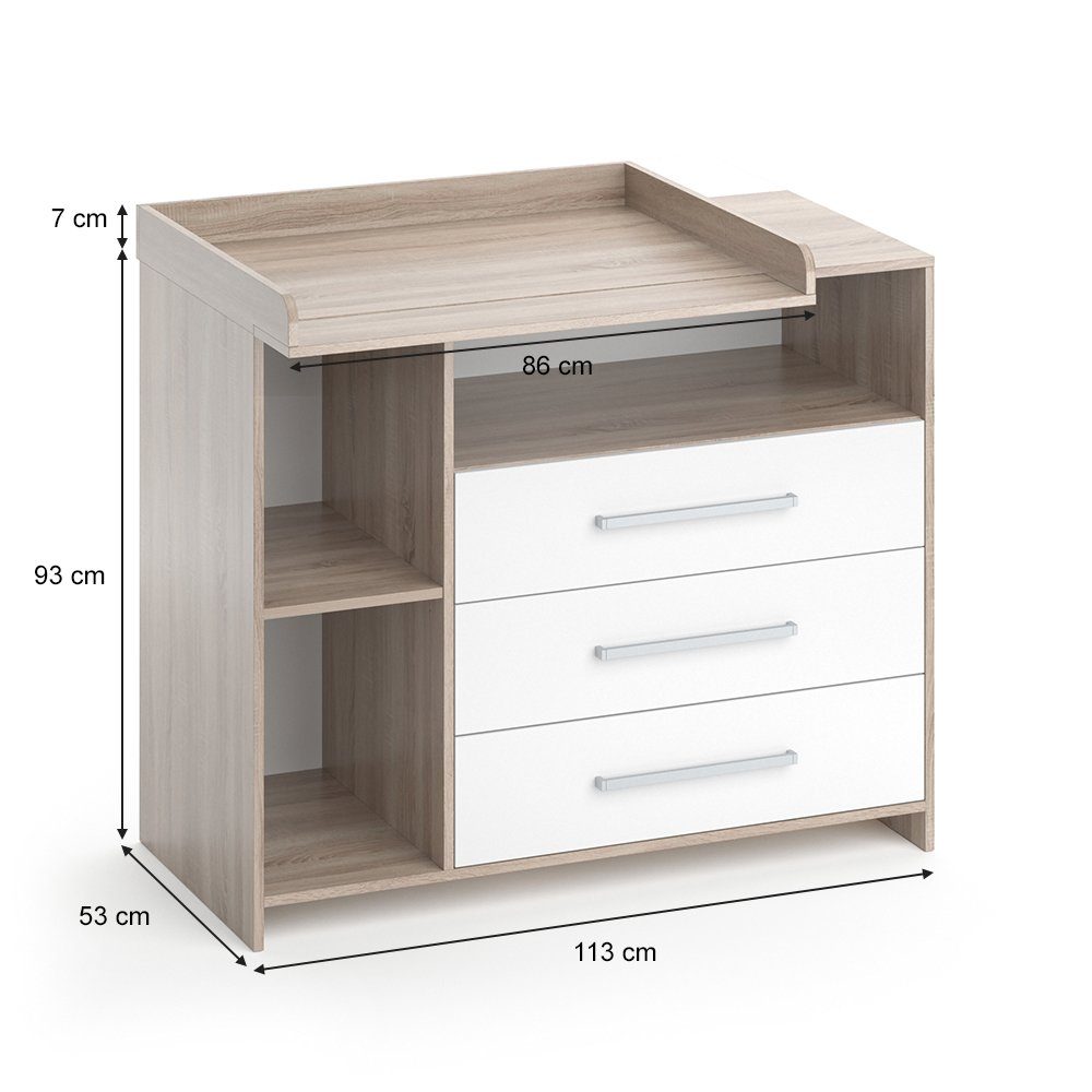 Vicco Wickelkommode Wickelregal Wickeltisch OSKAR Sonoma Weiß