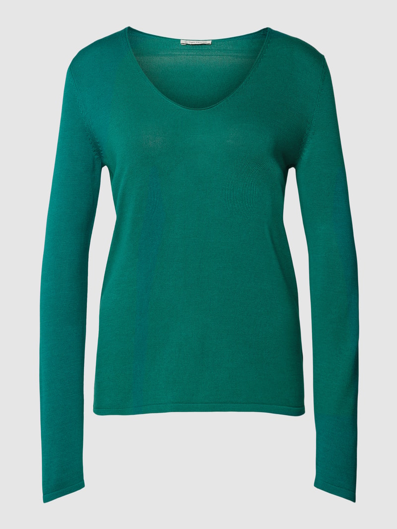 trickpullover mit Strukturmuster in petrol